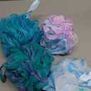 AmazerBath Loofah Sponge 60g/Piece, Exfoliating Bath Sponge Body Scrubber - Loofa Set of 4 Flower Color (Green-Purple)