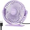 TriPole Desk Fan USB Powered Small Portable Fan, 3 Speeds Adjustable Strong Breeze Mini Personal Fan, 360° Rotation Quiet Plug In USB Fan for Desktop Bedroom Office Table Travel, Purple, 4.9ft Cable