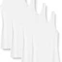 Amazon Essentials Women's Slim-Fit Cotton Modal Rib Tank, Pack of 4, White, X-Large