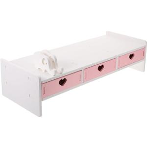 Pink Monitor Riser Elevated Rack 19.29X7.48X3.93In Multi-Purpose Desktop Computer Monitor Stand Organizer Space Saving Durable