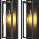 20in Outdoor Wall Light Dusk to Dawn-Black Modern Sconce Waterproof Exterior Lighting Fixture E26 Socket Porch Lights Extra Large Lantern for Entryway Patio House Garage (2Pack)