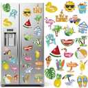 Tellegloww 24 Pcs Summer Refrigerator Diamond Painting Magnets Sea Beach Diamond Painting Kits Tropical Hawaiian Art Magnet Stickers