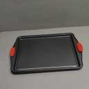 Baking Sheet Set, 2-Piece Large Cookie Sheet Set with Silicone Handles, Steel Baking Pan, Baking Sheets for Oven, BPA Free Nonstick Set, Half Sheet Pans, Black Baking Tray