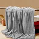 4 Pack Fleece Throw Blankets 50x60 Inches - 270 GSM Ultra Soft Plush Flannel for Bed Couch Sofa, Lightweight Warm 3D Waffle Texture, No Shedding No Pilling All Season Throw (Gray)