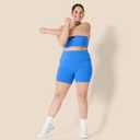 Amazon Essentials Women's Active FormFlex Buttery Soft High Waist Yoga Biker Shorts (Ocean Blue)