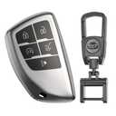 for Chevy GMC Key Fob Cover with Keychain.TPU Keyshell No Screws Required for Installation. Compatible with 2021-2025 Silverado Sierra Tahoe GMC Yukon Suburban Denali(Frosted Matte Gray-5 Buttons)