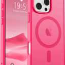 SUPFINE Magnetic for iPhone 16 Pro Max Case (Compatible with MagSafe) (Military Grade Drop Protection) Slim Translucent Matte Shockproof with Anti-Fingerprint Phone Case, Hot Pink