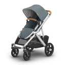 UPPAbaby Vista V3 Stroller - Full-Size Single-to-Double Stroller System - Toddler Seat, Bug Shield, Rain Shield, and Storage Bag Included - Callum (Stone Blue/Silver Frame/Sand Leather)