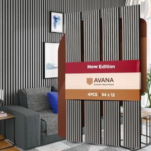 Avana Acoustic Wood Wall Panels  94.4 x 12.6 Inch Gray Oak Acoustic Panels 4 PCs  Wall Panels For Interior Wall Decor For Homes, Offices, Studios  Pleasing Decorative Wood Panels For Wall