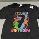 7th Birthday Paint Splashes T-Shirt Kids, Girls, Boys 7 Year T-Shirt, S