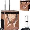 Reusable Grocery Bags on Wheels, Rolling Tote Bag, Starry Gold | for Groceries, Shopping, Trave, with Drawstring Bag 54L, Foldable, Laundry
