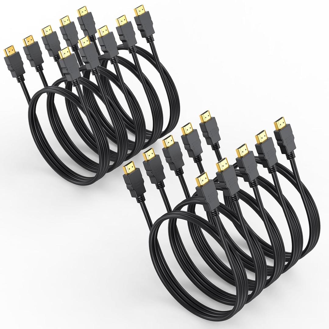 4K HDMI Cable 3FT 10-Pack, HDMI to HDMI 3 Foot High Speed HDMI 2.0 Cable Shielded Cord with Ethernet Support 4K@60Hz, 2K, HDR, ARC, 3D Compatible with Monitor, Roku/Fire TV, Laptop, PS5/4, Blu-ray