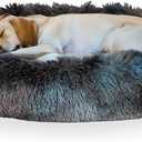 Jungolica Pet Calming Dog Bed X-Large 41" - Ultra Soft Donut Shape Pet Bed for Medium and Large Dogs, Fluffy Plush Anti-Anxiety Bed with Removable Washable Cover, Cozy Self Warming, Anti-Slip Bottom