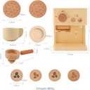 Ibwaae Kids Coffee Maker 10Pcs Toy Coffee Maker Playset Wooden Kitchen Set Toys Toddler Play Kitchen Accessories, Pretend Play Food Sets for Girls and Boys