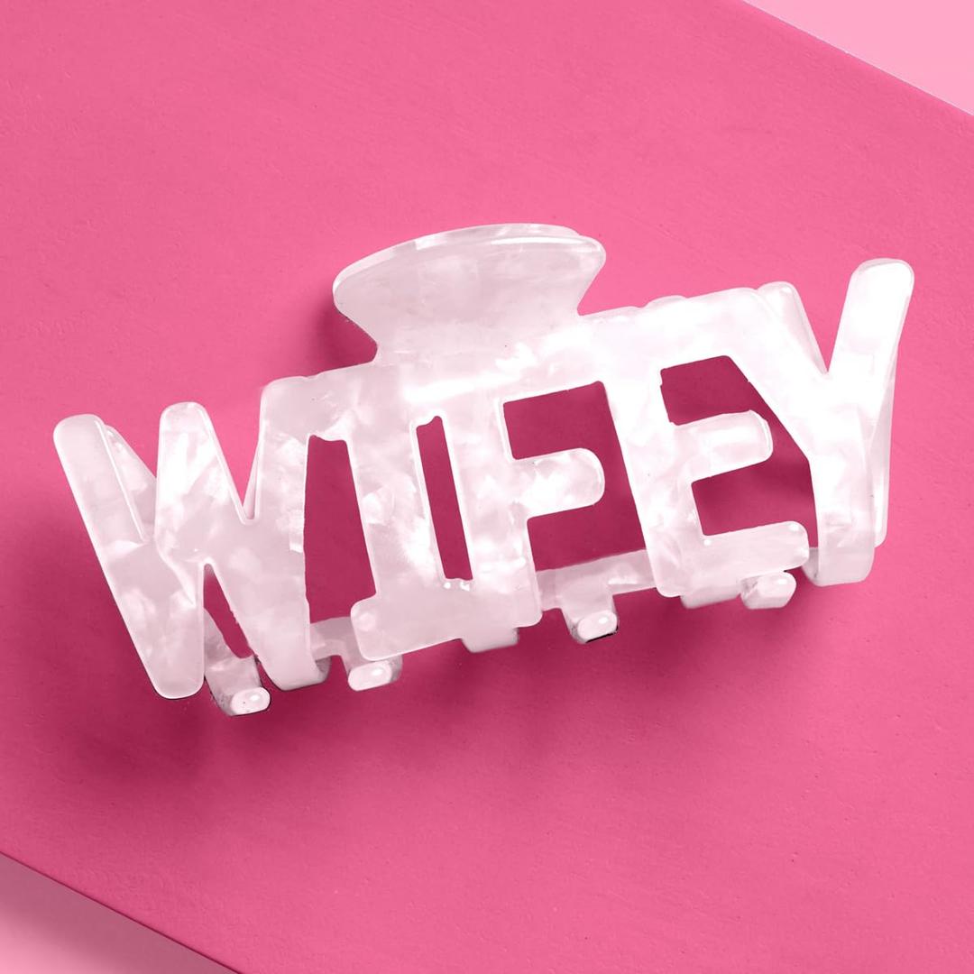 xo, Fetti Wifey Claw Hair Clip - White Marble Acrylic | Bachelorette Accessory, Bride Gift, Bridal Shower, Wedding Day, Bride to Be