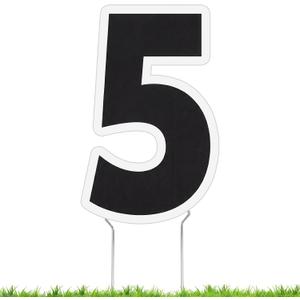Pelopy Large Number 5 Yard Sign, 24 Inches, Outdoor Lawn Decor, Weatherproof Yard Card with Metal H Stakes, Black and White