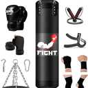 Punching Bag Set for Adults, 4FT Heavy Boxing Bag Set with 12 OZ Boxing Gloves, Suitable for MMA Karate Kickboxing Boxing Muay Thai Training at Home or Gym - Unfilled Heavy Bag