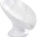 Soap Dish Set, Self Draining Bar Soap Holder for Bathroom Sink, Leaf Shaped Drainage Soap Dish Ceramic Marble Porcelain Decorative Soap Dishes 1PCS, No Suction Cup, ANTIS'S HOME