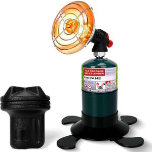 Portable Propane Heater for Camping Tent, Outdoor Small Space Patio Garage Heater, Self Ignition Radiant Cordless Heaters Foldable Gas Tank Holder for Hiking Ice Fishing Deer Blind Hunting (medium, Black)