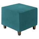 uxcell Ottomen Cover Square, Jacquard Ottomen Slipcover with Elastic Bottom, Stretchable Footrest Stool Covers for Living Room Furniture Protector (Cyan, Middle Size)