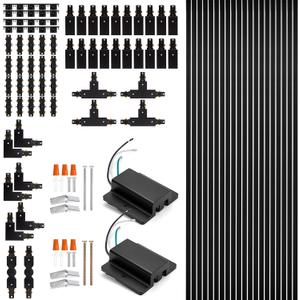 H Track Lighting Rails Kit - iCreating 65.6ft Black Track Lighting Tracks 3 Wire with Floating Canopy Connector, L, I and T Connectors for Single Circuit H Type LED Tracks Lights Heads Fixtures