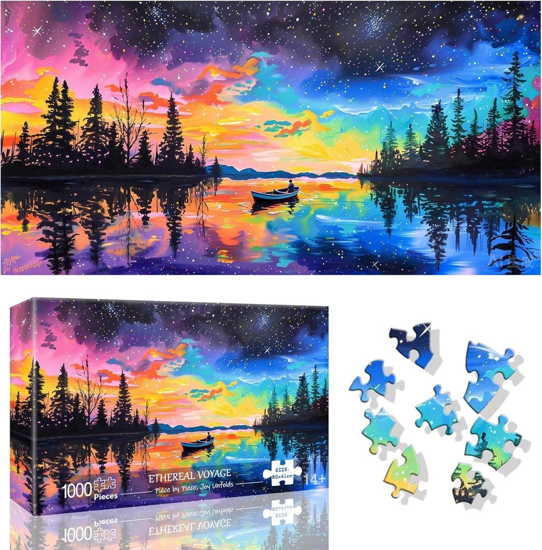 1000 Piece Jigsaw Puzzles for Adults -Ethereal VoyageIrregular Shaped Pieces for Challenging Fun, No Dust Oversize Starry Sky Artistic Puzzle, Gifts for Family Game Night 31.5 x 16 inch (Aurora)