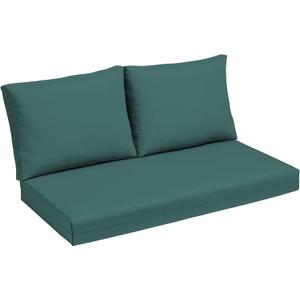 Arden Outdoor Loveseat Cushion Set, 48 x 24, Water Repellent, Fade Resistant, Cushion Set for Couch, Bench, and Swing 48 x 24, Peacock Blue Green Texture