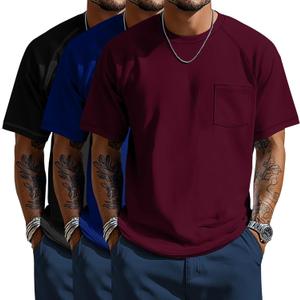 Neer 3 Pack Big and Tall Shirts for Men with Pocket XL-5XL Plus Size Crew Neck Raglan Short Sleeve Summer Casual T Shirts Tee (4X-Large, Red, Blue, Black)