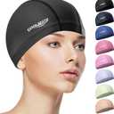 COOLMATE Fabric Swim Cap for Women, Men & Kids  Silicone Water Resistant Layer, Lightweight Cloth Cap for Pool & Lap Swimming  Non-Slip Comfortable Fit, Gift for Swimmers (1 Pack) (Medium)