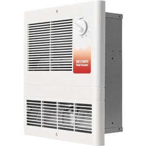 9815WH High Capacity Wall Heater with Built-In Adjustable Thermostat and Silent Motor, 1500W Large Capacity Electric Wall Heater for Bathroom, Bedroom, Living Rooms, Overheat Protection, 120/240V