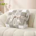 Snuggle Sac Checkered Blanket, Grey Throw Blanket for Couch Checker Microfiber Fluffy Warm Fuzzy Cozy Soft Throw Blanket Reversible Checkerered Blankets for Sofa, Chair, Bed, 50x60 inches