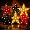 VIHOSE 6 Pcs Marquee Star Lights LED Star Signs Light up Movie Theater Decor Battery Operated Night Light for Gifts Birthday Party Home Movie Decor (Red,Black,Warm)