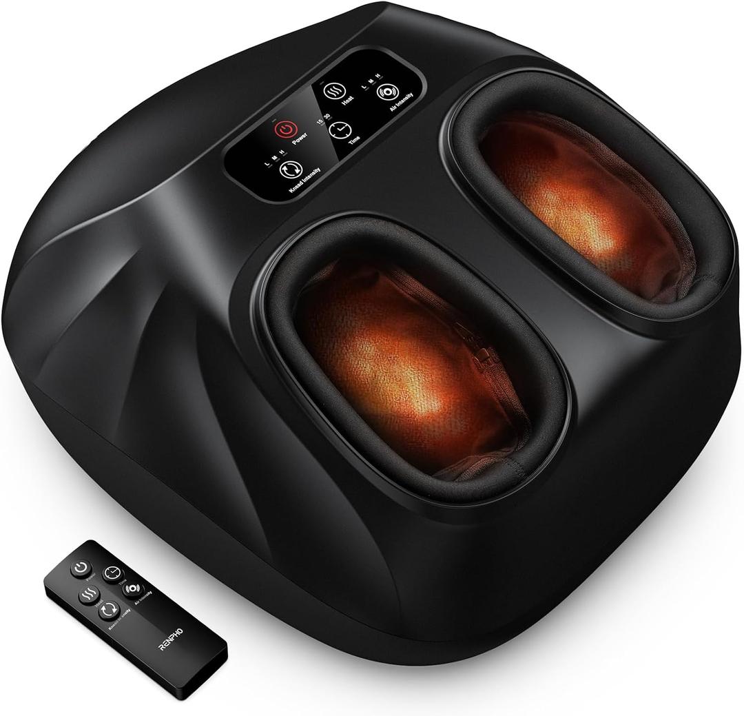 RENPHO Foot Massager Machine with Heat [2026 Upgraded], Mothers Day Gifts for Women, Shiatsu Foot Massager for Neuropathy, Plantar Fasciitis FSA Eligible HSA Massager, Up to Size 14, Black