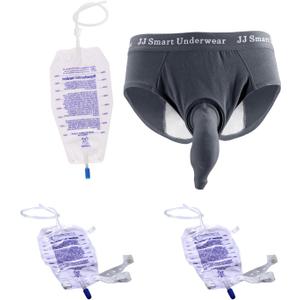 Incontinence Underwear for Men XL, Reusable Washable Cotton Mens Briefs with 3 Urine Bags, Comfortable & Discreet Fit (Gray)