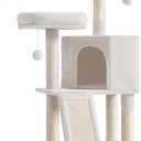 Feandrea Cat Tower, Cat Tree for Indoor Cats, 45.3-Inch Cat Condo with Scratching Post, Ramp, Perch, Spacious Cat Cave, for Kittens, Elderly Cats, Adult Cats, Small Space, Cream White UPCT141W02