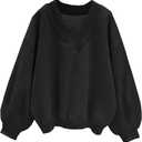 Hilinker Womens V Neck Oversized Sweatshirts Casual Drop Shoulder Long Sleeve Pullover Tops, Size: 3XL