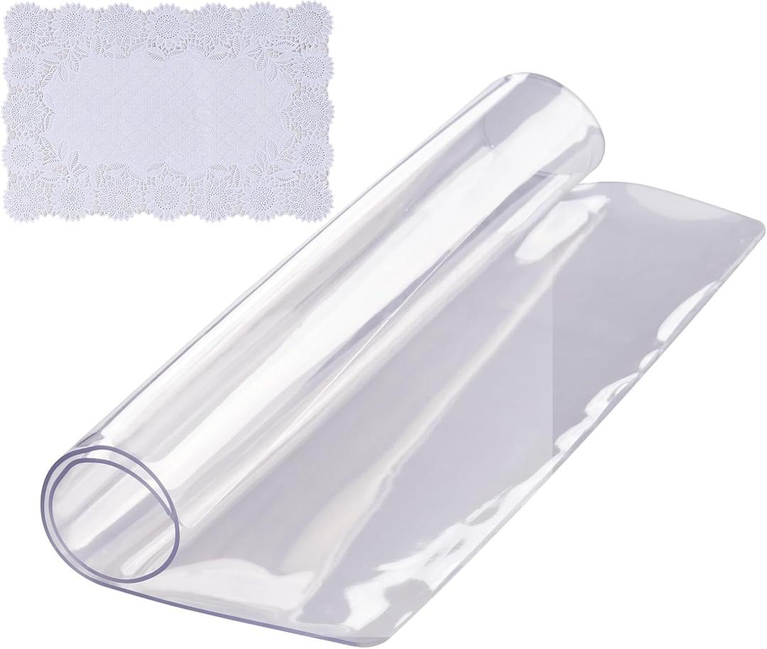 VEVOR Clear PVC Square Tablecloth, 12" x 12", 1.5mm Thick, Waterproof, Stain Resistant, Durable, Desk, Coffee Table, Dining Room Table