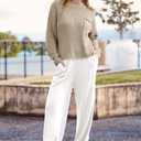 PRETTYGARDEN Two Piece Sets for Women 2026 Pullover Sweater High Waisted Sweatpants Tracksuit Lounge Set Fall Winter Outfits (Khaki Beige White,XX-Large)