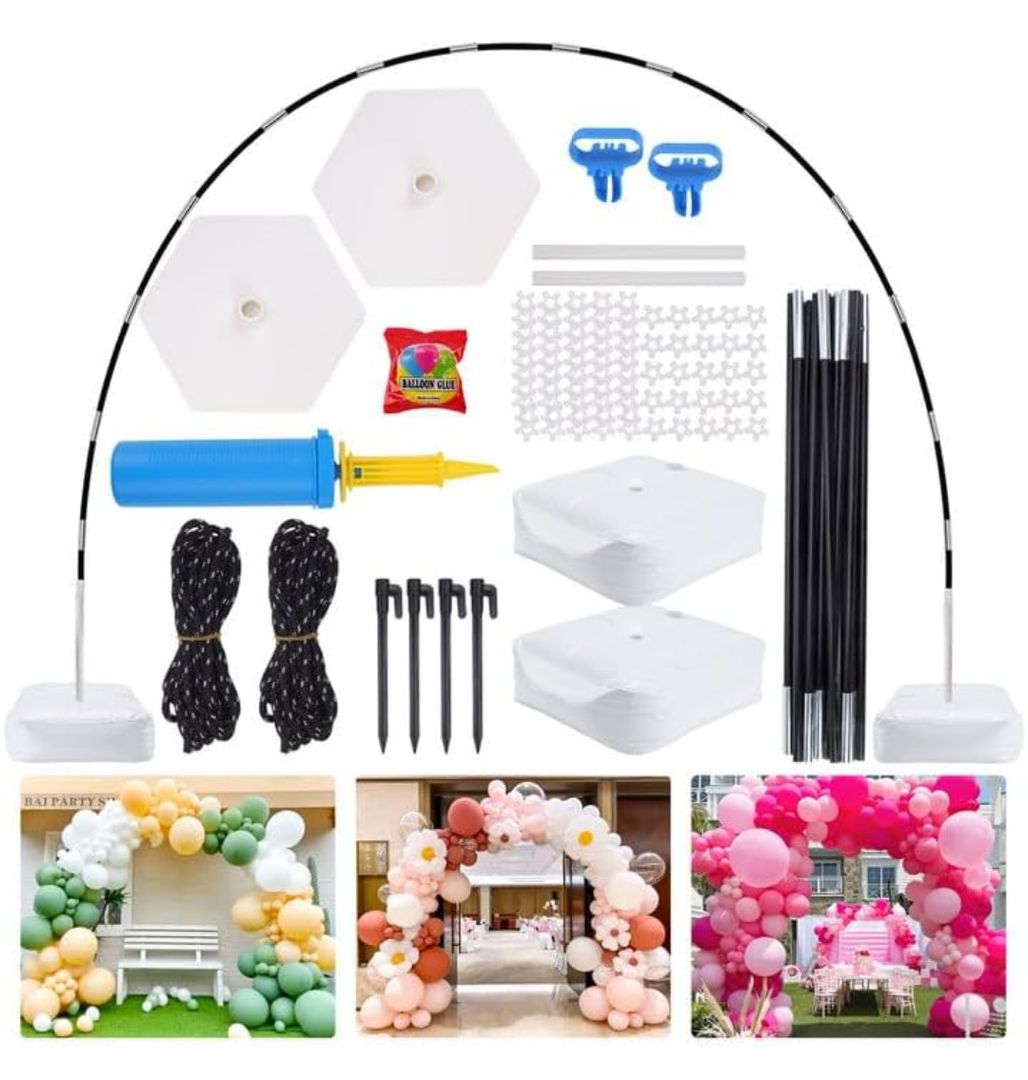 JOYYPOP Balloon Arch Kit, 10ft Wide & 9ft Tall Adjustable Balloon Arch Stand with Base Frame Garden Arbors for Graduation Wedding Birthday Baby Shower Party Supplies Photo Backdrop Decoration