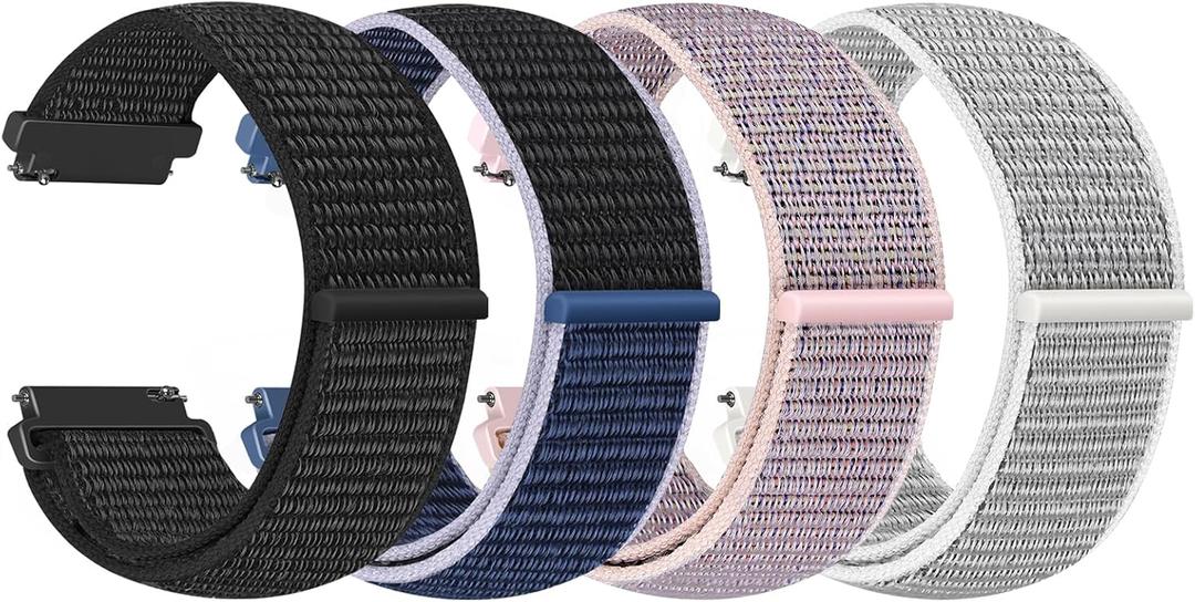 4 Pack Nylon Watch Bands Compatible with Garmin Venu 4 45mm/Venu 3 45mm/2/Vivoactive 4, Garmin Forerunner 255/255 Music/265/955, 22mm Sport Repalcement Strap for Amazfit GTR 4/3/2/Bip 6/Bip 5
