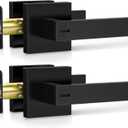 Plustool 2 Pack Matte Black Door Handles Interior, Keyless Interior Door Knobs, Privacy Door Locks for Bedroom Bathroom, Heavy Duty Square Door Lever Locksets, Reversible for Left&Right Handled Doors