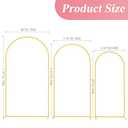 Fomcet Metal Arch Backdrop Stand Set of 3 Gold Wedding Arch Stand 7.2FT & 6.6FT & 6FT Arched Backdrop Frame for Birthday Party Baby Shower Graduation Ceremony Decoration