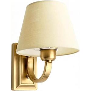 Wall Sconce Vintage Style Wall Light Fixture, Classic Wall Lamp for Indoor, Bedroom, Gold Iron Wall Lamp with Beige Fabric Shade