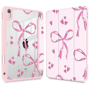 Mektron Case for 2025 iPad 11 inch (A16 Chip) 11th Gen Fit iPad 10th Gen10.9 inch 2022, Buit in Pencil Holder with Shockproof Cover Clear Shell + Trifold Stand + Auto Wake/Sleep, Bows C360