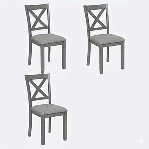 LOVMOR Dining Chairs Only Wooden Dining Chairs Set of 3 Kitchen Chair with Padded Seat Upholstered Side Chair for Dining Room Living Room Gray