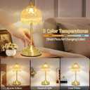 Cordless Lotus Flower Table Lamp, 5200mAh Rechargeable Battery Operated Portable Lamp, 3-Color Dimmable Touch Control Small Desk Lamp for Bedroom, Office, Kitchen, Nightstand,Room Decor (Flower Amber)