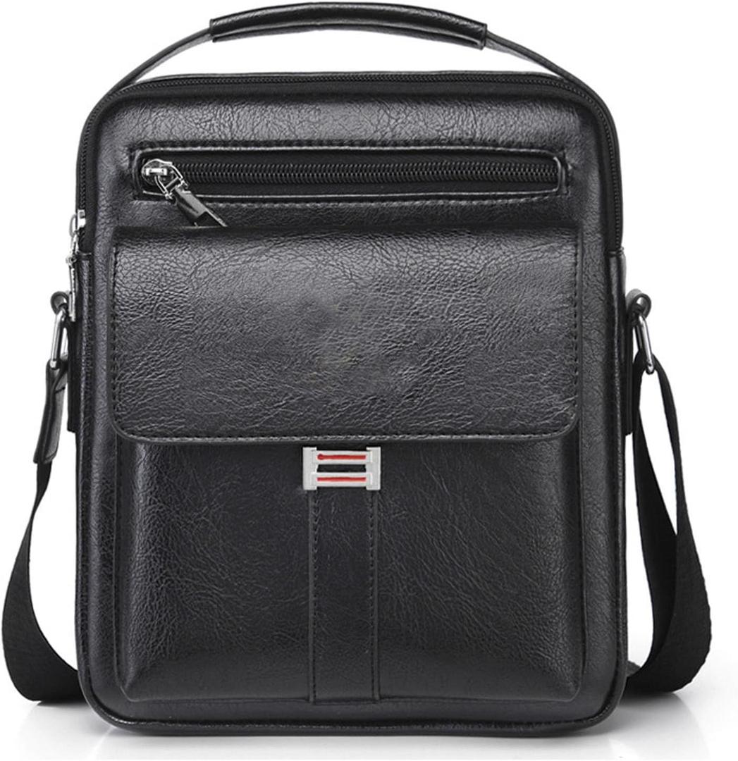 Small Crossbody Bag, Mens Shoulder Bag, Vintage leather Bag Office Business for Men, Handbag Purse Zipper