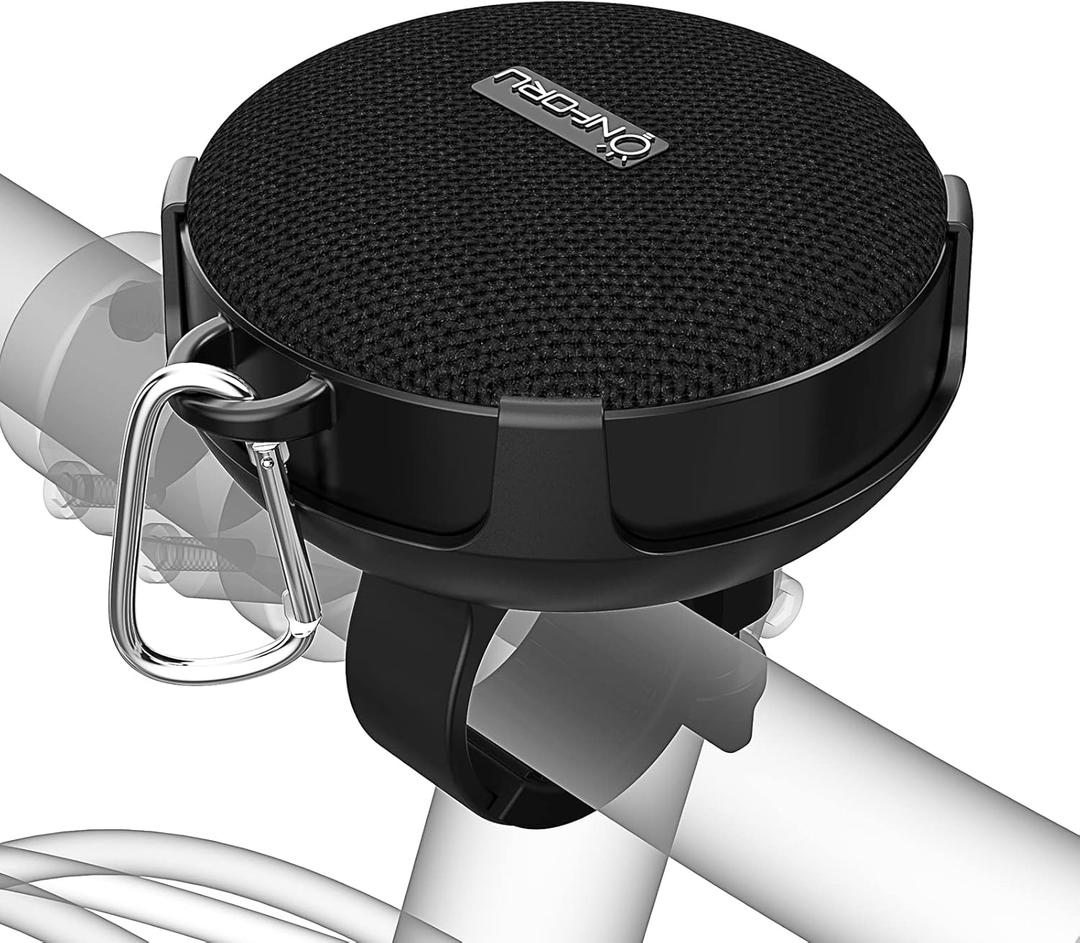 Onforu Portable Bluetooth Speaker for Bike, IP65 Waterproof Mini Outdoor Shower Travel Speakers, Bike Accessories Wireless Bicycle Speaker with Loud Sound for Riding, Ideal Gift (Black)