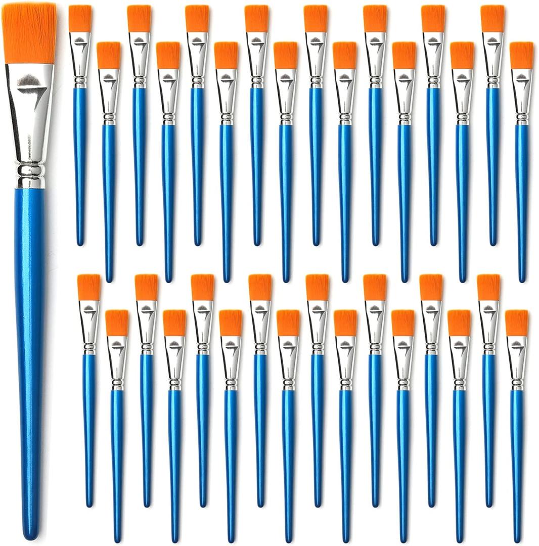 1 inch Flat Paint Brushes for Acrylic Painting, 32 Pieces Large Acrylic Paint Brushes Bulk for Acrylic, Watercolor, Oil, Crafts, Face Body Art