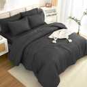 Litanika Comforter King Size Set Dark Grey - 7 Pieces Bed in a Bag King Bedding Comforter Sets, Plain Lightweight Bed Set with Comforter, Sheets, Pillowcases & Shams